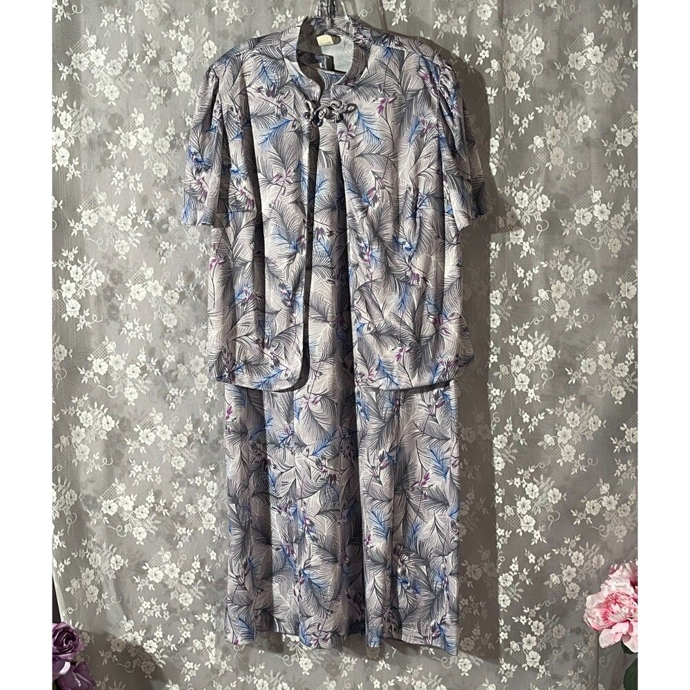 Vintage 70s Dress & Jacket Set Size XL 1970s Retro Mod Short Sleeve Shift